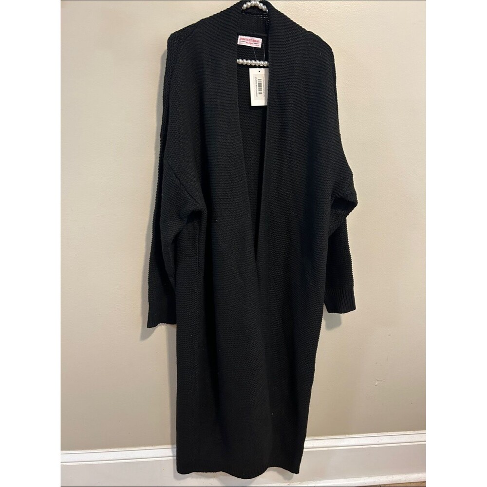 NEW Discount Divas Luxe Longline Cardigan Sweater Black Large